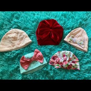 Baby girl beanies & small shorts.